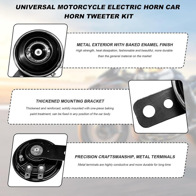 NYTKL Motorcycle Electric Horn, 12V 1.5A 105db Waterproof Round Loud Horn Speaker, Universal Small Air Horn Electric Loud Speaker for Motorcycle Scooter Dirt Bike ATV UTV - Image 3